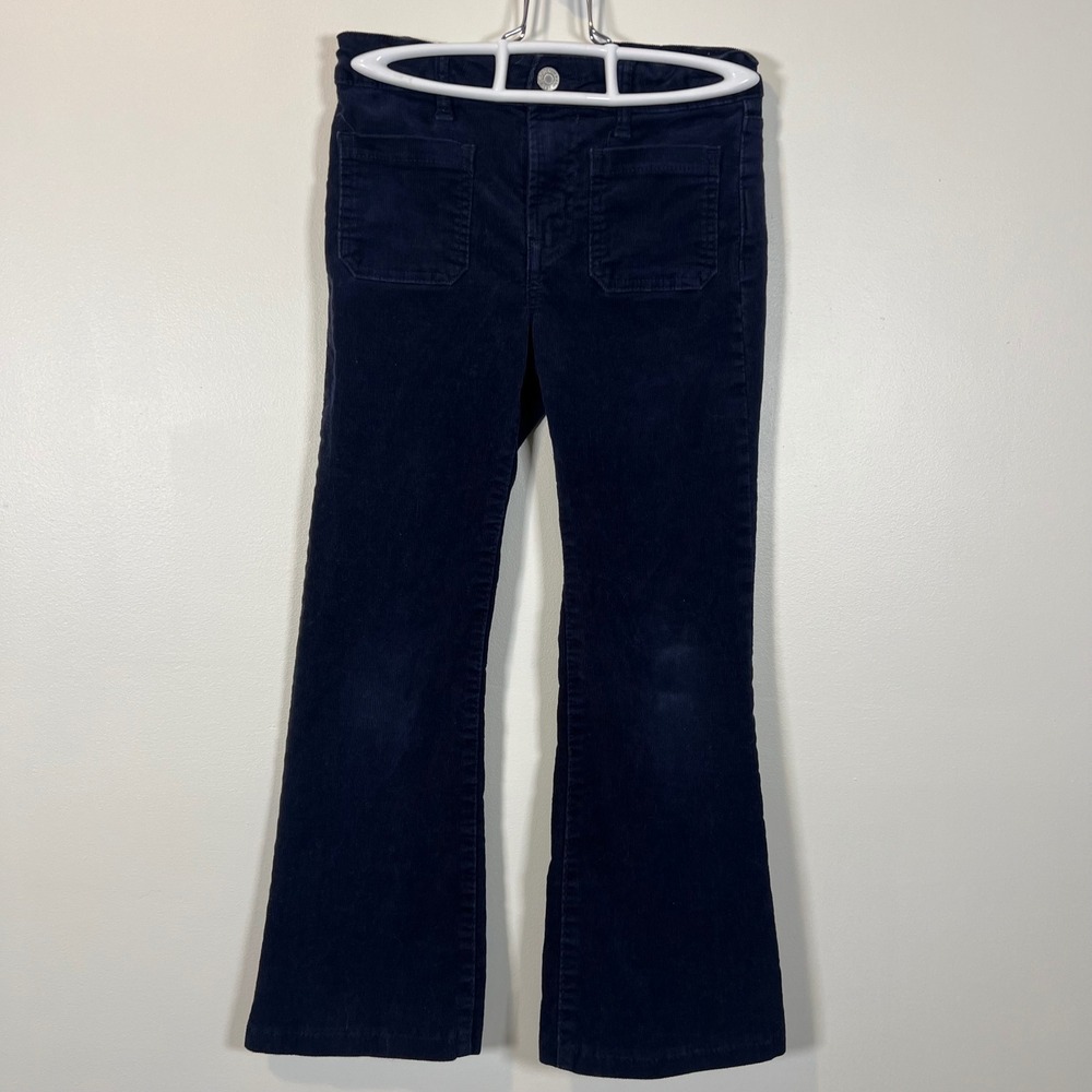 Gap Kids Girls Navy Blue Corduroy 70s Flare High Rise Pants Size 8 Adj Waist